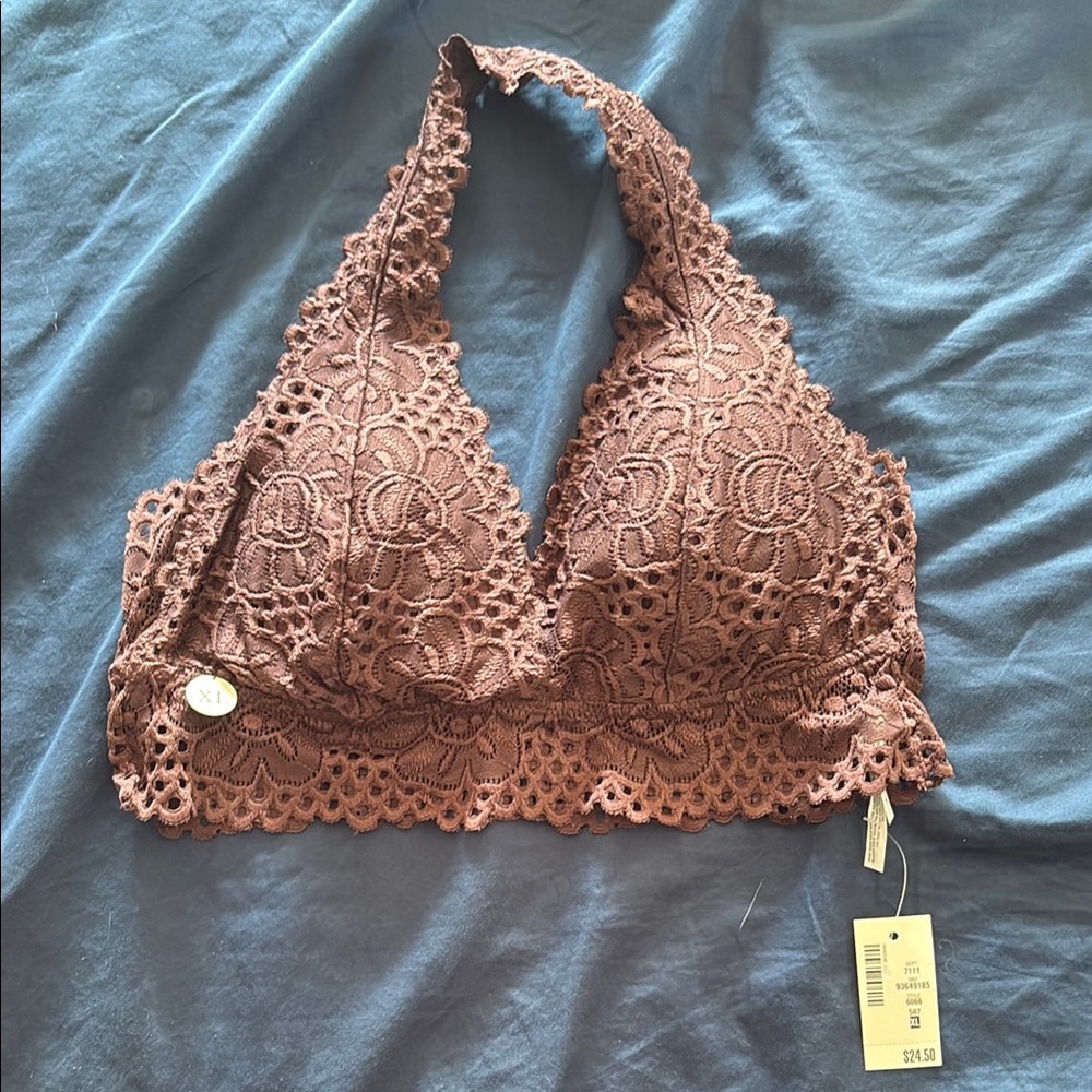 Aeropostale Lace Halter Bralette - Brown
